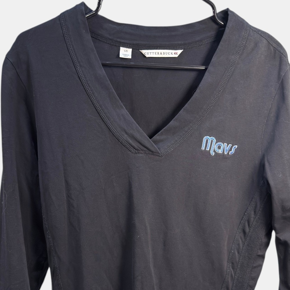 Cutter & Buck Dallas Mavericks‎ Top Large Womens V-Neck Long Sleeve Black